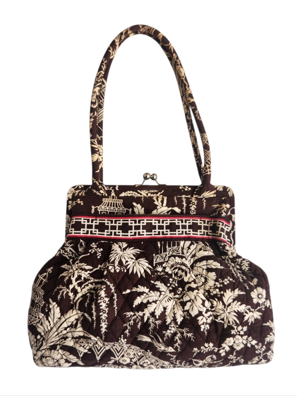 Vintage Y2K  Vera Bradley Morgan Kisslock Shoulder Bag Imperial Toile Brown